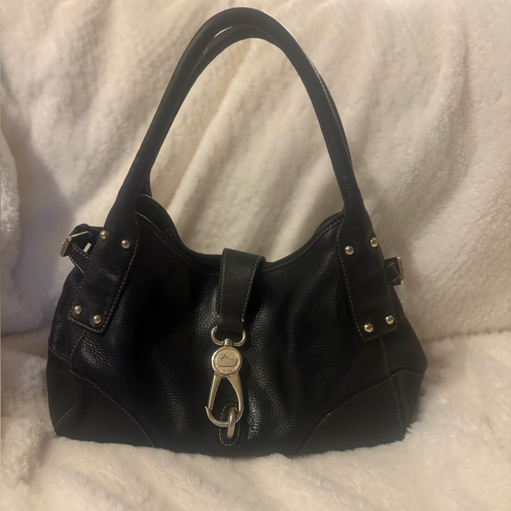 Dooney & Bourke Logo Lock Hobo/Satchel Bag Black Pebbled Leather EUC - Picture 10 of 17